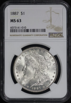 Obverse of this 1887 Morgan Dollar NGC MS-63