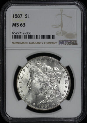 Obverse of this 1887 Morgan Dollar NGC MS-63