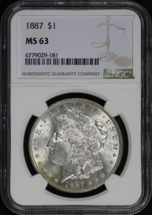 Obverse of this 1887 Morgan Dollar NGC MS-63
