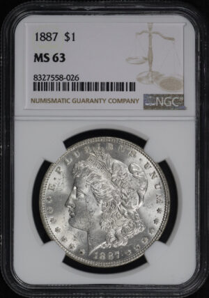 Obverse of this 1887 Morgan Dollar NGC MS-63