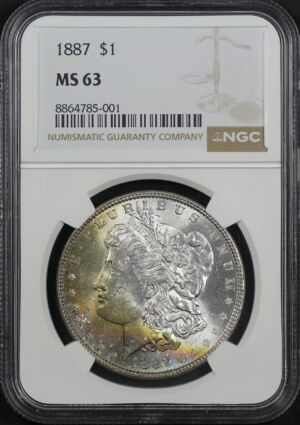 Obverse of this 1887 Morgan Dollar NGC MS-63