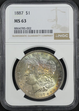 Obverse of this 1887 Morgan Dollar NGC MS-63