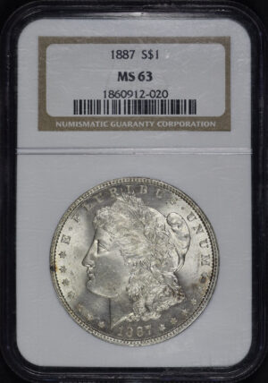 Obverse of this 1887 Morgan Dollar NGC MS-63