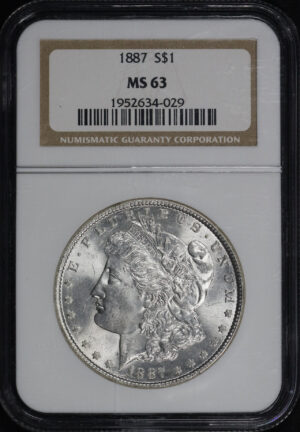 Obverse of this 1887 Morgan Dollar NGC MS-63