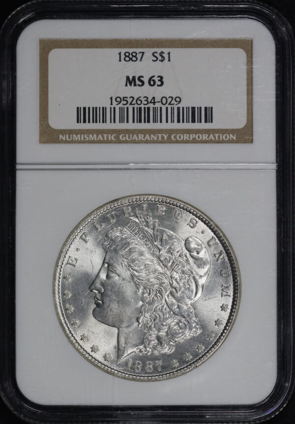 Obverse of this 1887 Morgan Dollar NGC MS-63