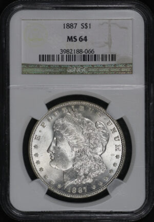 Obverse of this 1887 Morgan Dollar NGC MS-64