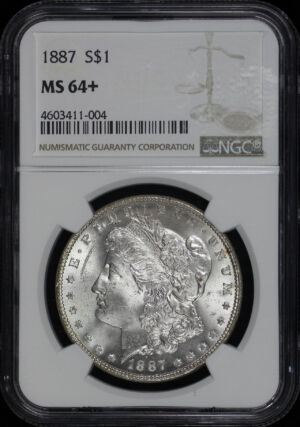 Obverse of this 1887 Morgan Dollar NGC MS-64+