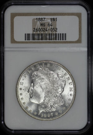 Obverse of this 1887 Morgan Dollar NGC MS-64