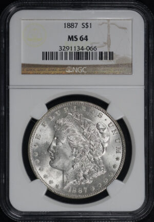 Obverse of this 1887 Morgan Dollar NGC MS-64