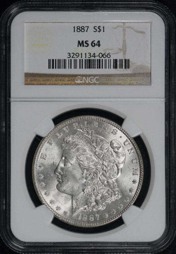 Obverse of this 1887 Morgan Dollar NGC MS-64