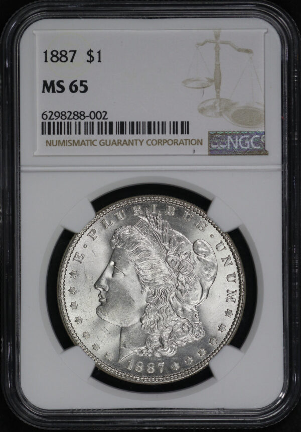 Obverse of this 1887 Morgan Dollar NGC MS-65