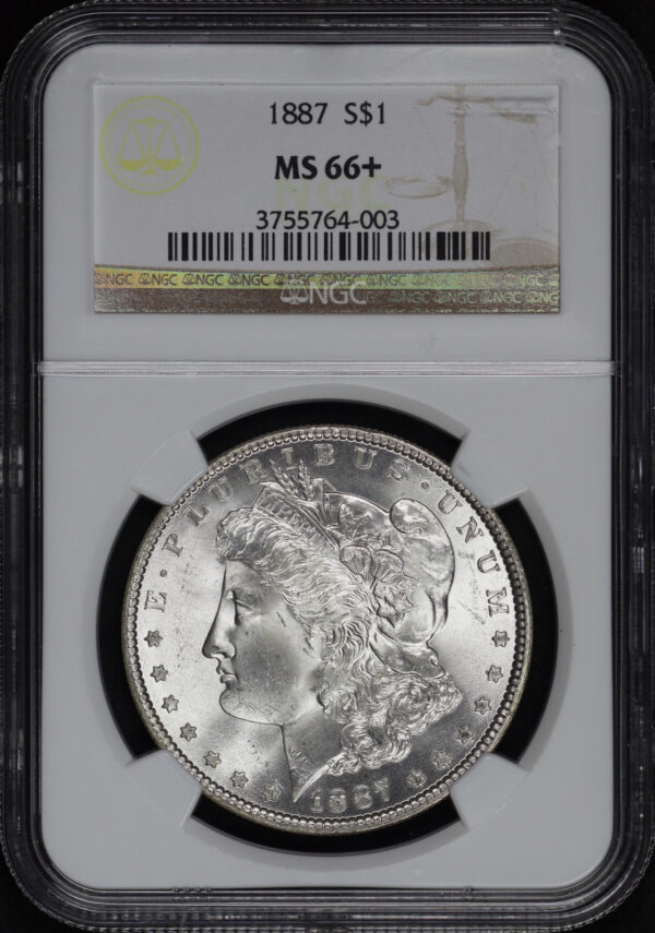 Obverse of this 1887 Morgan Dollar NGC MS-66+