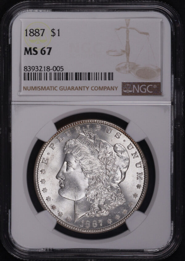 Obverse of this 1887 Morgan Dollar NGC MS-67