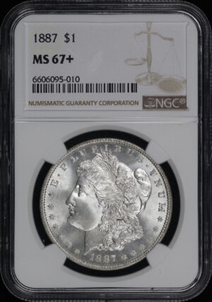 Obverse of this 1887 Morgan Dollar NGC MS-67+