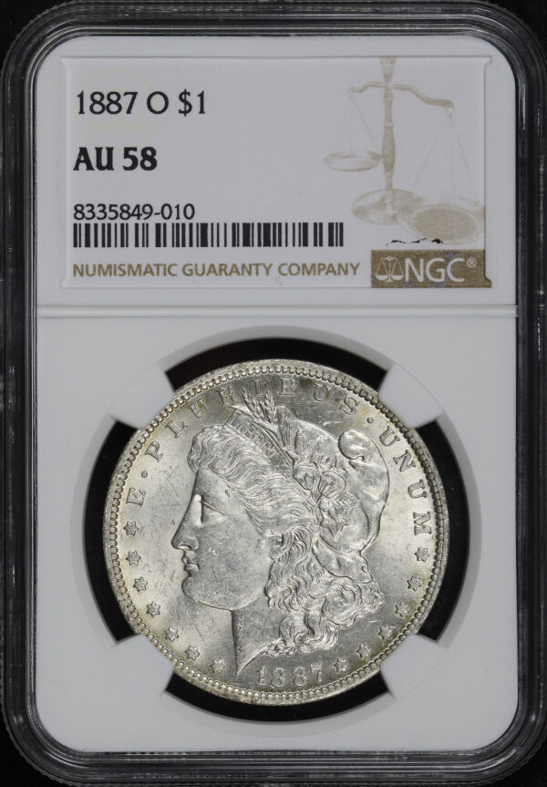 Obverse of this 1887-O Morgan Dollar NGC AU-58