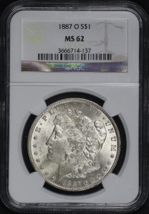 Obverse of this 1887-O Morgan Dollar NGC MS-62