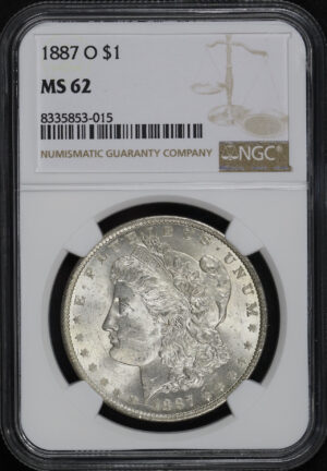 Obverse of this 1887-O Morgan Dollar NGC MS-62