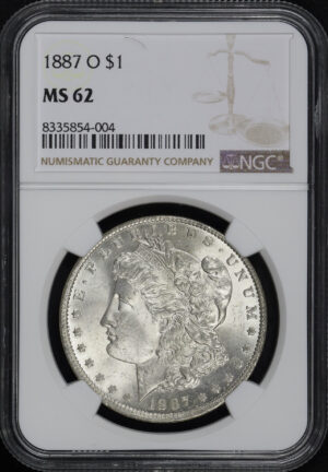 Obverse of this 1887-O Morgan Dollar NGC MS-62