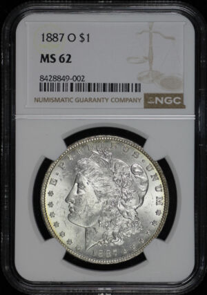 Obverse of this 1887-O Morgan Dollar NGC MS-62