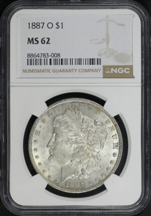 Obverse of this 1887-O Morgan Dollar NGC MS-62
