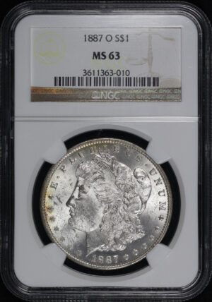 Obverse of this 1887-O Morgan Dollar NGC MS-63