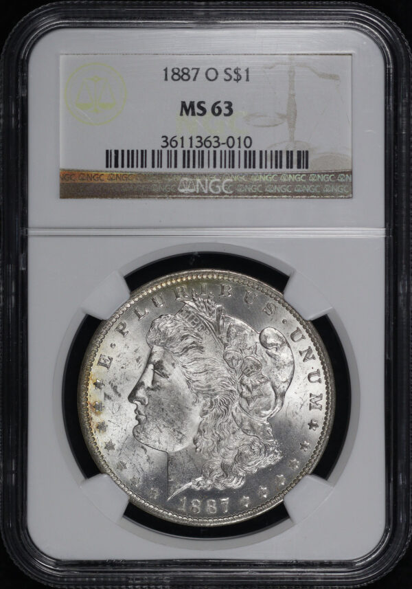 Obverse of this 1887-O Morgan Dollar NGC MS-63