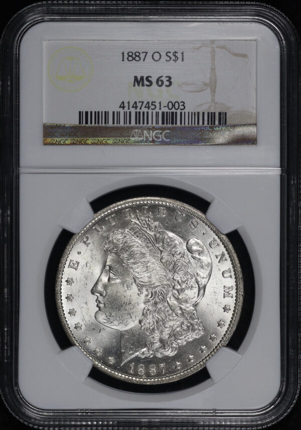 Obverse of this 1887-O Morgan Dollar NGC MS-63