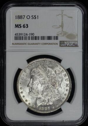 Obverse of this 1887-O Morgan Dollar NGC MS-63