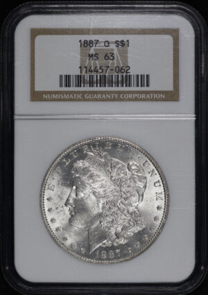Obverse of this 1887-O Morgan Dollar NGC MS-63