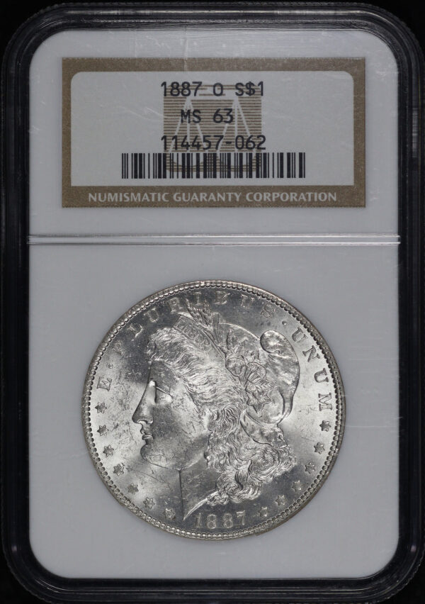 Obverse of this 1887-O Morgan Dollar NGC MS-63