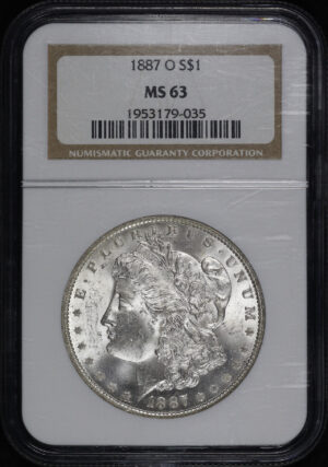 Obverse of this 1887-O Morgan Dollar NGC MS-63