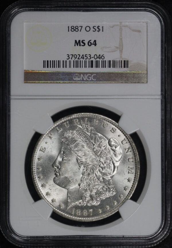 Obverse of this 1887-O Morgan Dollar NGC MS-64