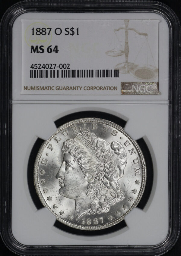 Obverse of this 1887-O Morgan Dollar NGC MS-64