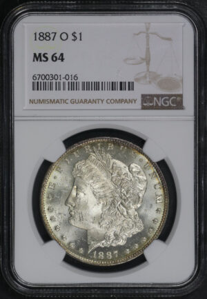 Obverse of this 1887-O Morgan Dollar NGC MS-64