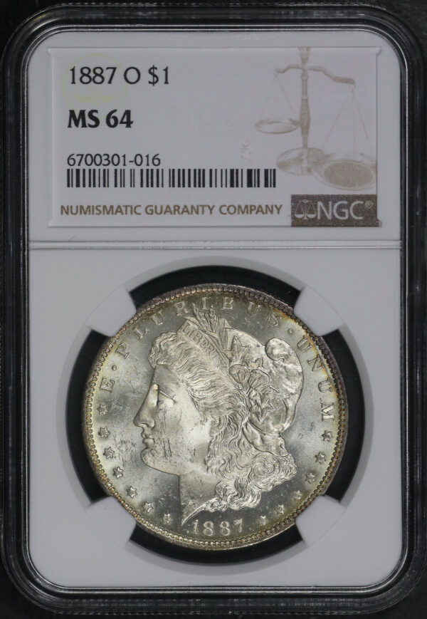 Obverse of this 1887-O Morgan Dollar NGC MS-64