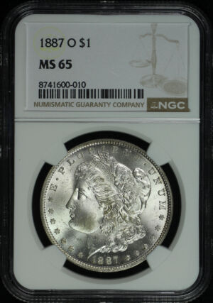 Obverse of this 1887-O Morgan Dollar NGC MS-65