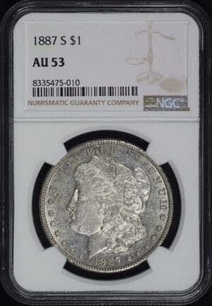 Obverse of this 1887-S Morgan Dollar NGC AU-53