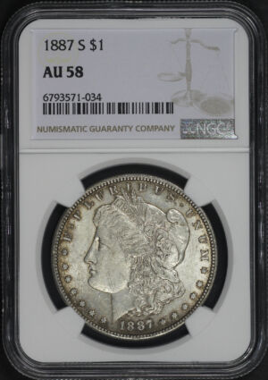 Obverse of this 1887-S Morgan Dollar NGC AU-58