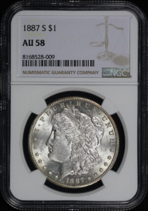 Obverse of this 1887-S Morgan Dollar NGC AU-58