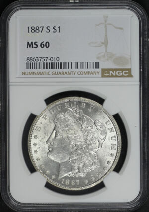 Obverse of this 1887-S Morgan Dollar NGC MS-60