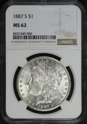 Obverse of this 1887-S Morgan Dollar NGC MS-62