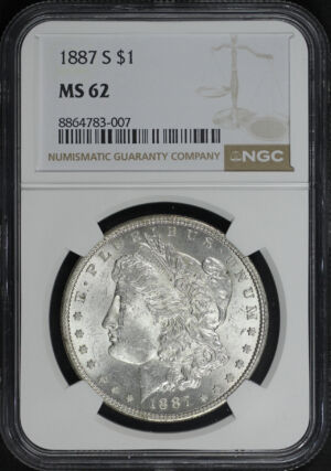 Obverse of this 1887-S Morgan Dollar NGC MS-62