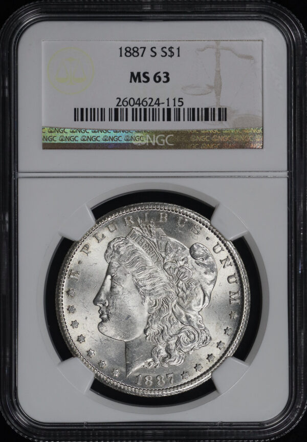 Obverse of this 1887-S Morgan Dollar NGC MS-63