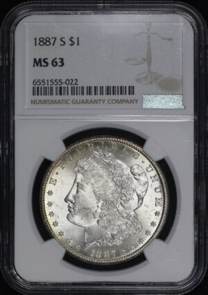 Obverse of this 1887-S Morgan Dollar NGC MS-63