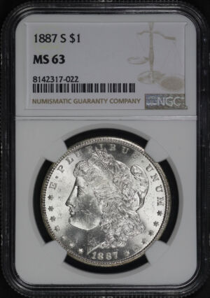 Obverse of this 1887-S Morgan Dollar NGC MS-63