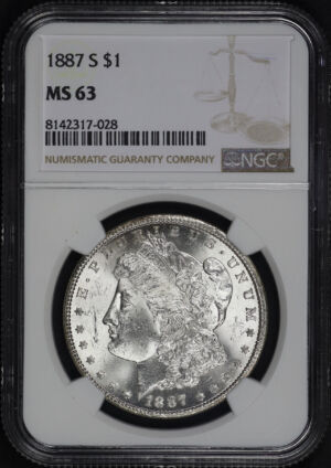 Obverse of this 1887-S Morgan Dollar NGC MS-63