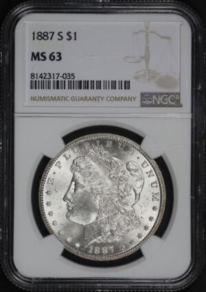 Obverse of this 1887-S Morgan Dollar NGC MS-63