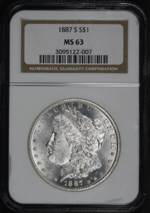 Obverse of this 1887-S Morgan Dollar NGC MS-63