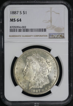 Obverse of this 1887-S Morgan Dollar NGC MS-64