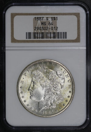 Obverse of this 1887-S Morgan Dollar NGC MS-64